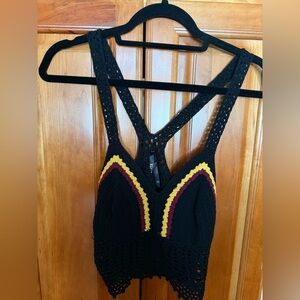 Black and Yellow Crochet Women Top